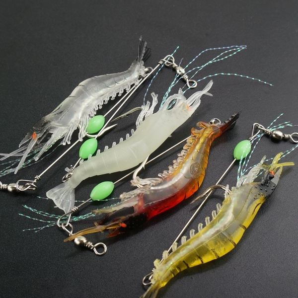 1Pc Shrimp Lure with Hooks, Luminous Soft Fishing Lures Shrimp Bait  Silicone Enticement Tackle Baits FlySand Fishing Tackles Tool for Bream,  Bass, Flathead, Snapper, Flounder, Trout, Bonito, Mandarin, Mackerel, Small  Tuna