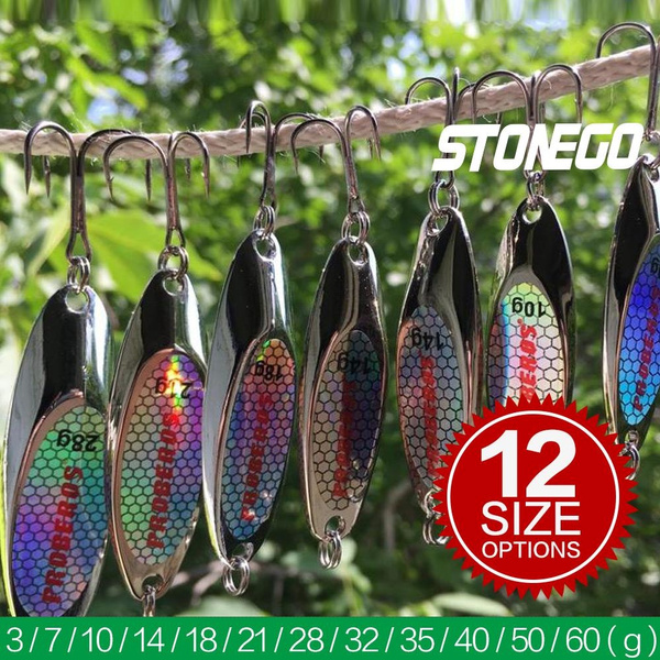 Fish WOW! Silver Spoon Jig Lures - 5oz, 7oz, 9oz - Treble Hook, Casting & Trolling, Saltwater/Freshwater