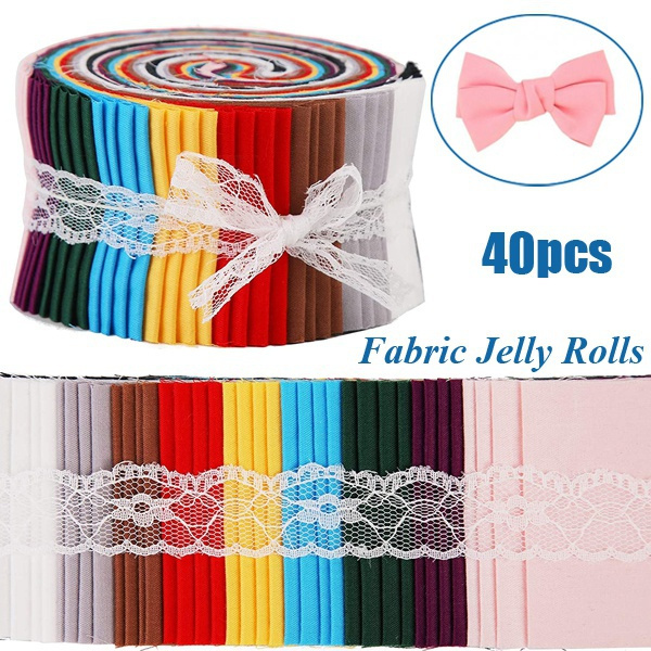 40Pcs Roll Up Cotton Fabric Quilting Strips Fabric Jelly Rolls