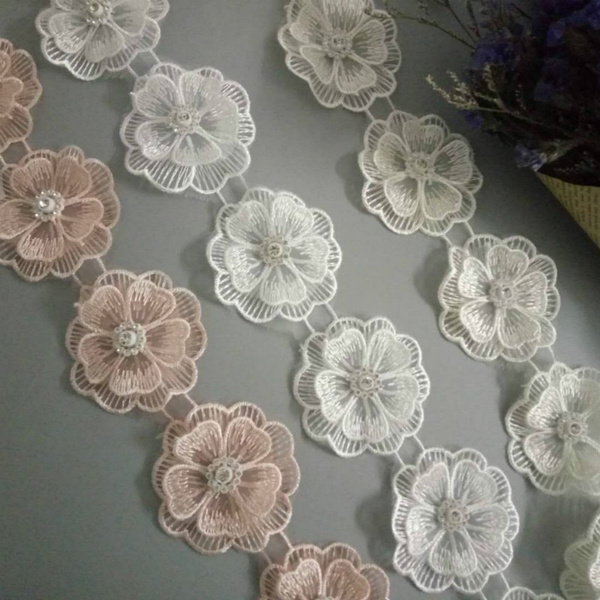 10x Lace Flower Applique Patch Sewing Craft Trim Dress Ribbon Embroidered Motif