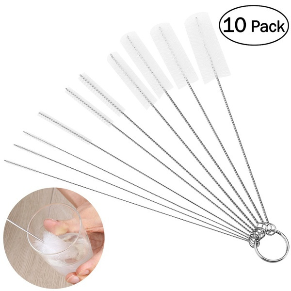 10Pcs Set Nylon Straw Brush Cleaner Bottle Tube Pipe Small Long