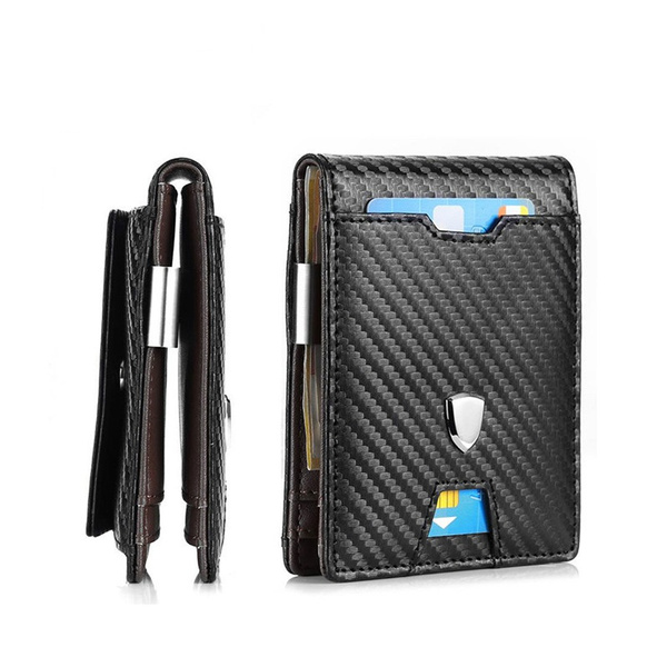 Men's wallet new carbon fiber multi slot zipper change bag card bag wallet men's short version