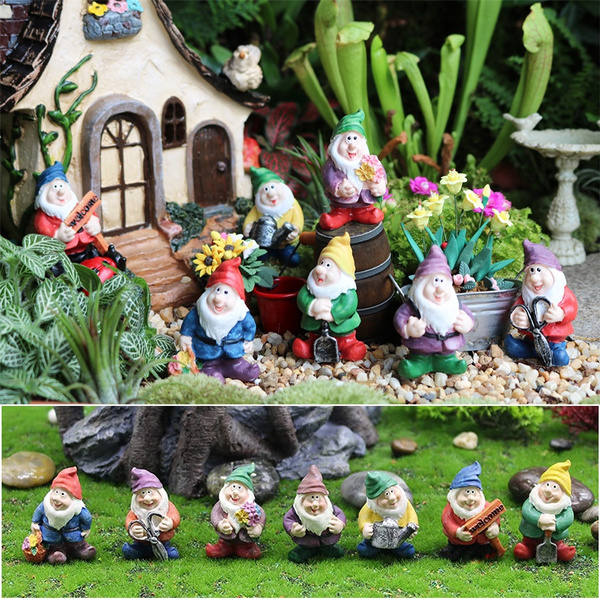 7pcs Set Miniature Gnomes Figurines Fairy Garden Aceesories Potted Plants Decor Gift Wish 7pcs Set Miniature Gnomes Figurines, Miniature Garden Gnome Figurines