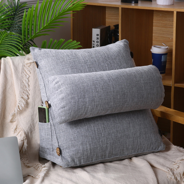 18'' 45CM Wedge Back Pillow Rest Sleep Neck Home Sofa Bed Lumbar Office Cushion 