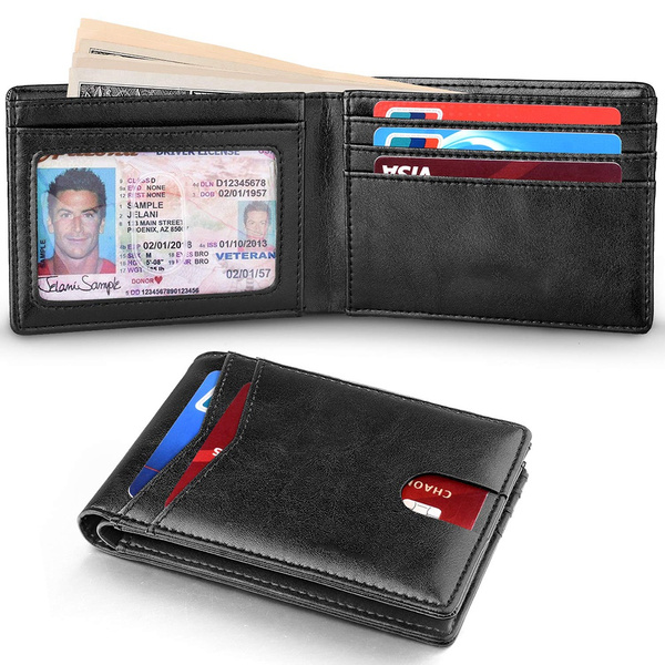 Men's Slim Wallet Money Clip Rfid Blocking Pocket Bifold Wallet