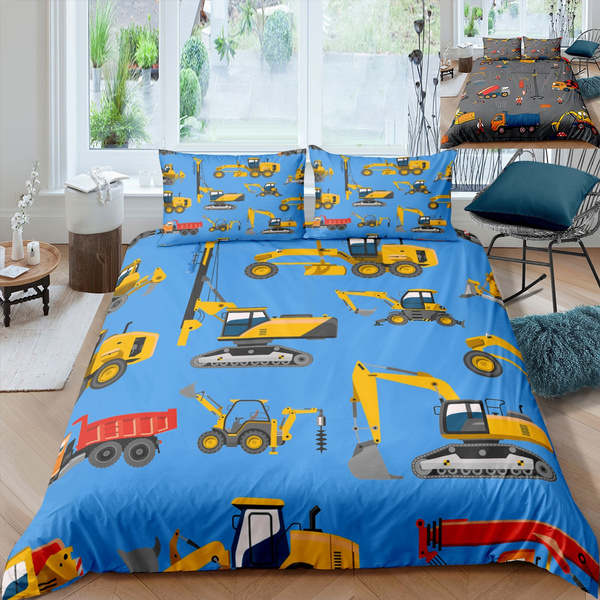 Diggers Duvet Covers Green Tractor Construction Boys Kids Quilt Sets Collection 