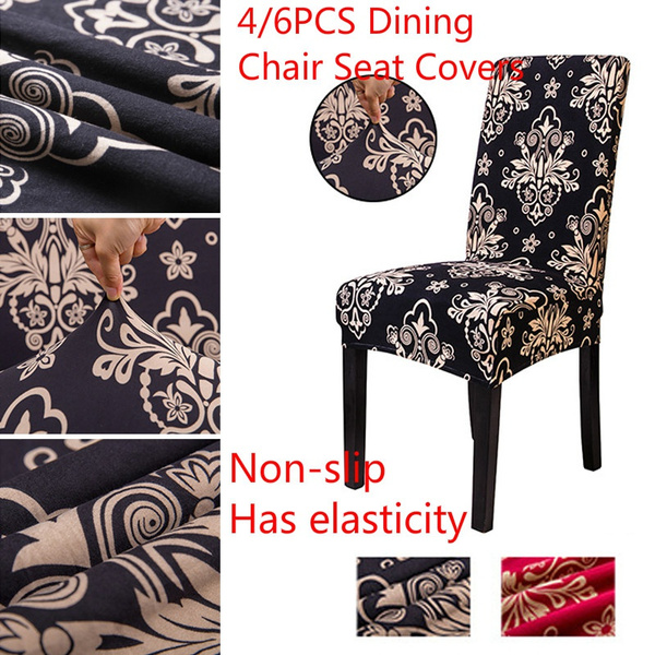 4 6pcs Dining Chair Seat Covers Slip, Damask Dining Chair Seat Covers