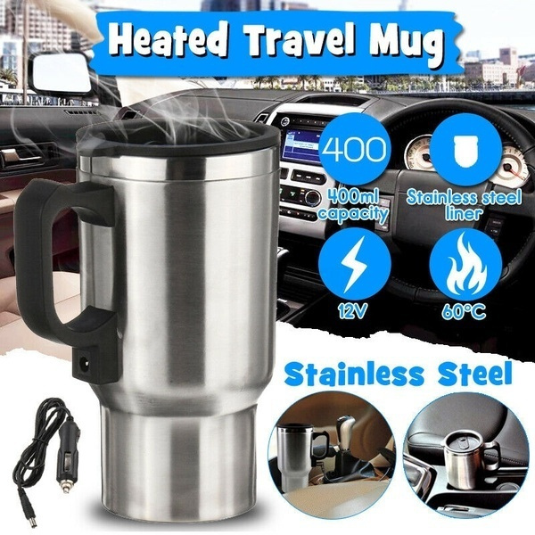 Heated Travel Mug, Heated Coffee Mug Warmer Electric Car Cup, 12V