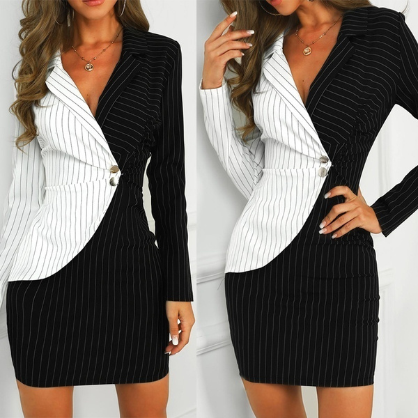 Striped office outlet dress