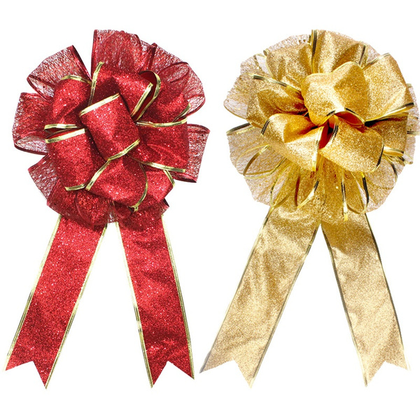 Realistic gold bows. Decorative golden favor ribbon, christmas gift wr By  Tartila