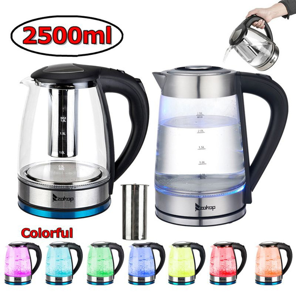 2.5/1.8L LED Colorful Glass Stainless Steel Electric Kettle Fast