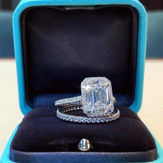 Engagement Wedding Ring Set, Princess, Classics, sterling silver