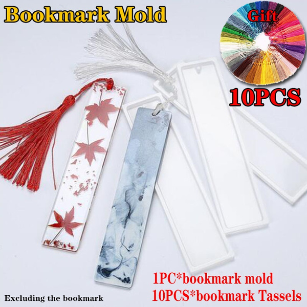 Silicone Bookmark Mold Epoxy Resin Casting Molds Jewelry Making Mould Craft  DIY Resin Bookmark Mold with 10pcs Bookmark Tassels Pendant