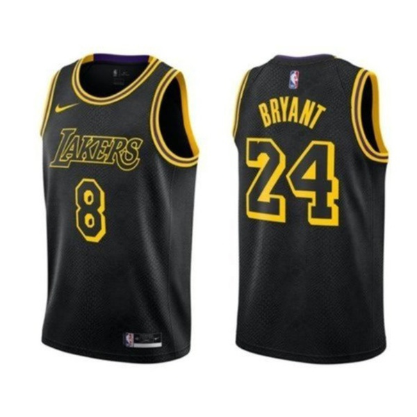 Wish Badge Kobe Bryant #24 Los Angeles Lakers Basketball Jersey Stitched Black 