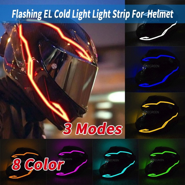 New 3 Modes 4pcs Motorcycle Helmet Light LED DIY Black Helmet LED