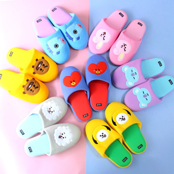 1pair Kpop Bts Bt21 Home Slippers 