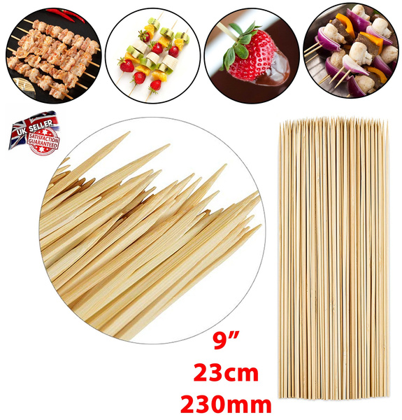 100 Pcs BBQ Bamboo Sticks Wooden Skewers Kebab Chocolate Fountain Sticks Fruit Single Sharp