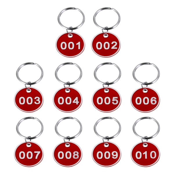 1 Pack/10pcs Key Tags with Ring Numbered ID Tags Keychain Number from 1