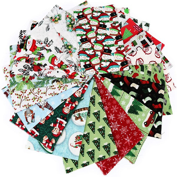 10/20Pcs Cotton Fabric Christmas Fabric Bundles Sewing Square Fabric ...