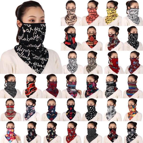 1pcs Women Print Face Scarf Winter Spring Mask Female Bandana Designer Warm  Foulard Cotton Soft Neck Scarves Ring Wraps Cover