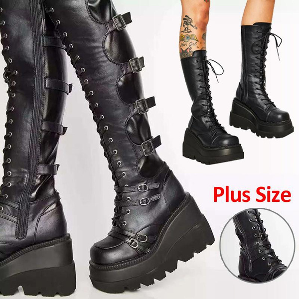 womens black goth boots