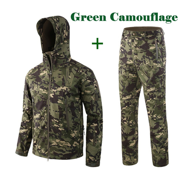 Army Camouflage Suits Military Tactical Jacket+pants Men Soft Shell  Waterproof Windproof Hunting Clothes Hiking Climbing Suits Winter Hooded  Coat Dropshipping S-4XL