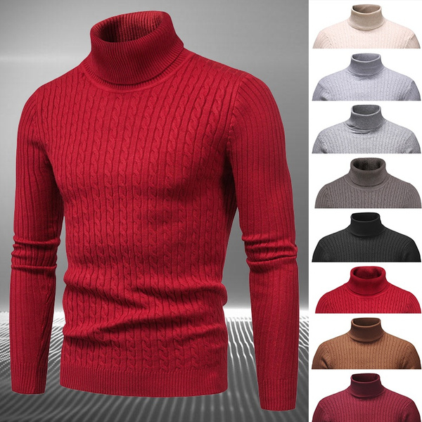 13 Color Mens Kintwear Turtleneck Sweater Underwear Pullover Mens High ...