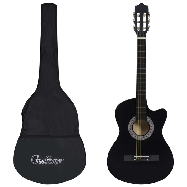 12 Piece Western Acoustic Guitar Set with 6 Strings Black 38