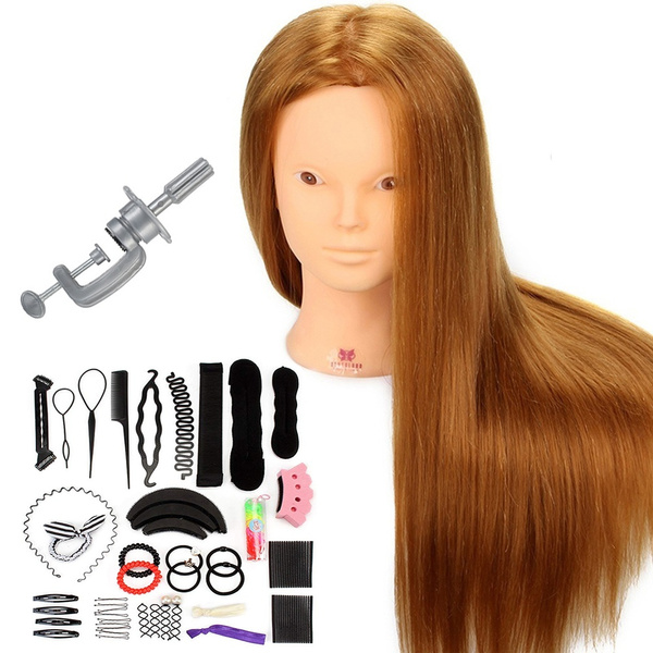 22 50% Real Hair Hairdressing Cosmetology Mannequin Head for Makeup  Practice Training Head Manikin Dummy Doll Head with Hair Style Tools