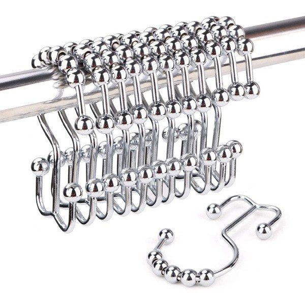 12Pcs Stainless Steel Hook Bathroom Decorative Rustproof Metal Double ...