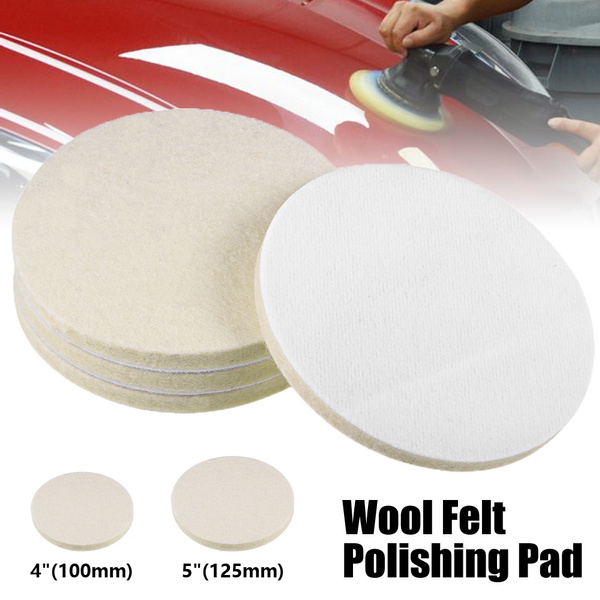 4-Inch Wool Felt Polishing Pads 2-Pack - Self-Adhesive Hook & Loop Buffing Pads