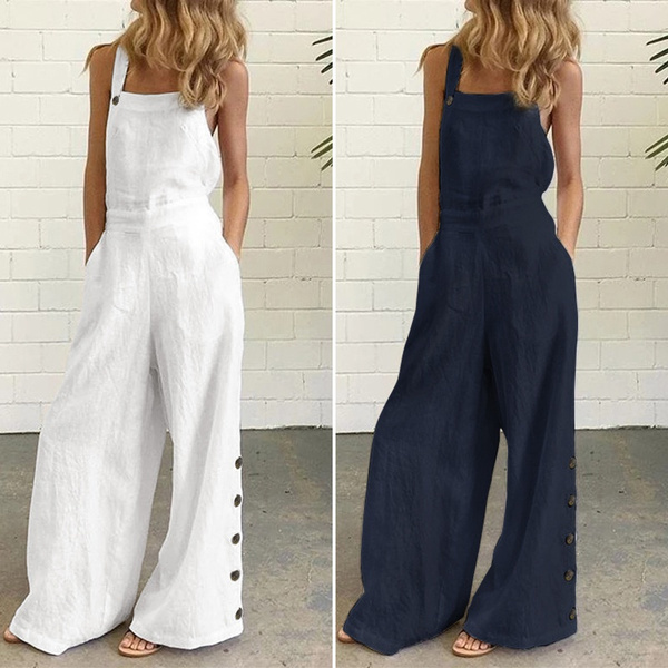 Corriee Rompers and Jumpsuits for Women Plus Size Bib Pants Overalls Wide Leg Trousers Dungarees with Pockets