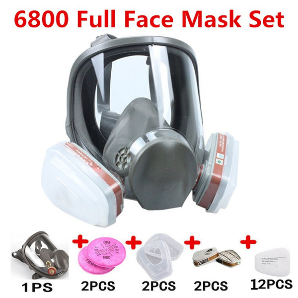 Full Face Mask 1/3/9/15/17 in 1 set 6800 Gas Mask Industry Respirator ...