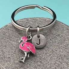 flamingo, Key Chain, initial, Customized