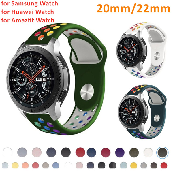 Silicone Sports Band for Samsung Active/Active 2 Galaxy Watch 3 2 46mm 42m  for Samsung Gear S3 Frontier Silicone Rubber Sport Band Wristband 20mm 22mm  for Amazfit Bip Huawei Watch Gt2e/2 Smart