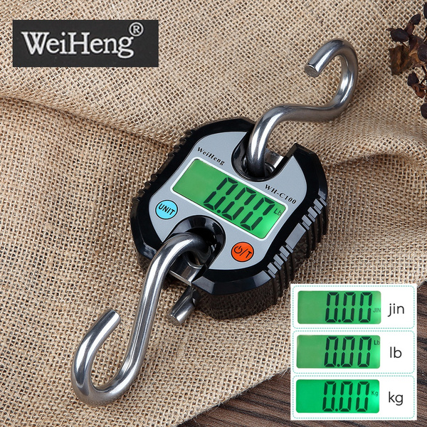 WeiHeng Mini Portable Electronic Scale Digital Luggage Scale Fish Scale  with Zero Tracking And Tare Function 150kg Double-range Scale Digital  Hanging Scale