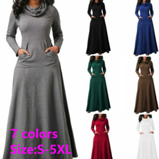 solidcolordre, Winter, long dress, Bib