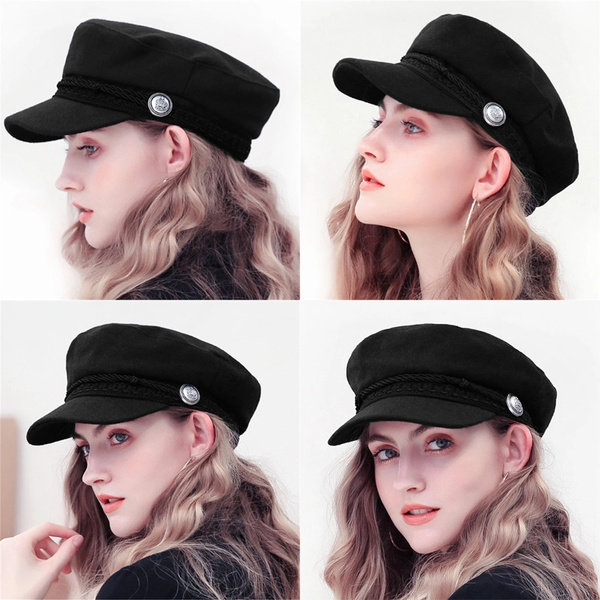 Women Baseball Cap Black Visor Hat 