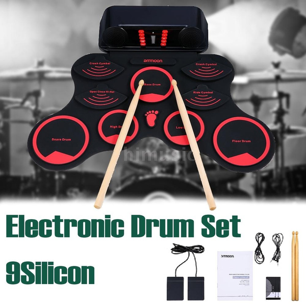Ammoon Portable Electronic Drum Set Digital RollUp MIDI Drum Kit 9 Silicon Durm Pads Builtin
