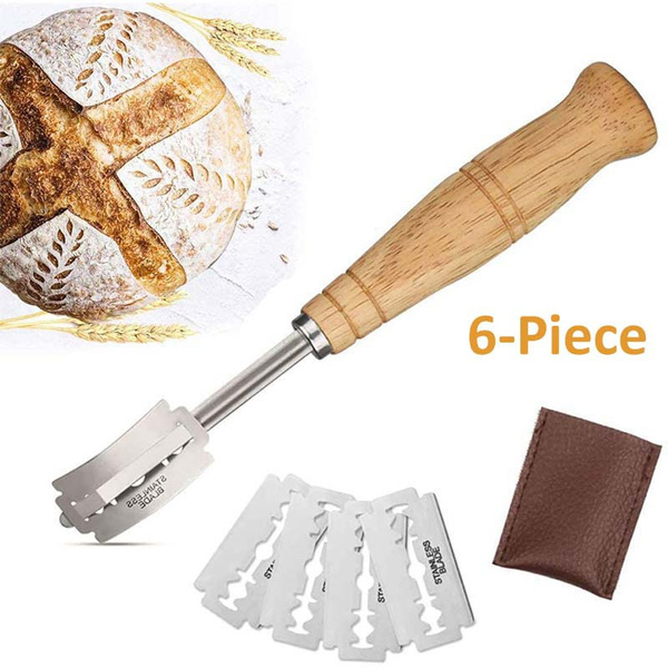 Premium Lame Bread Tool for Bakers, Handcrafted Bread Scoring Knife Lame  with 5 Replaceable Blades, Homemade Pizza, Cake or Bread Lame Cutter Dough  Scoring Tool with Leather Protective Cover