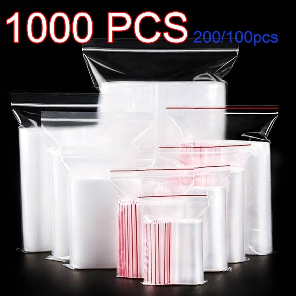 100pcs/pack Small Zip Lock Plastic Bags Reclosable Transparent Bag