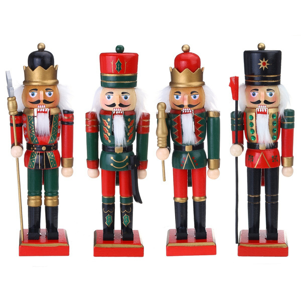 NEW 25cm Wooden Crafts Nutcracker Soldier 4 Types Christmas Gift