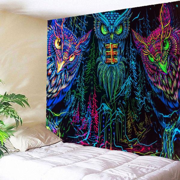 UV Wall Hanging Blacklight Backdrop Trippy Wall Art Psychedelic Tapestry 