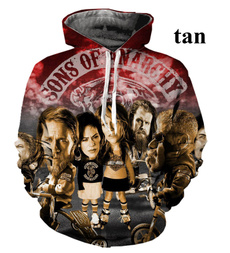 3D hoodies, hoodiesformen, Long Sleeve, Sons of Anarchy Hoodie