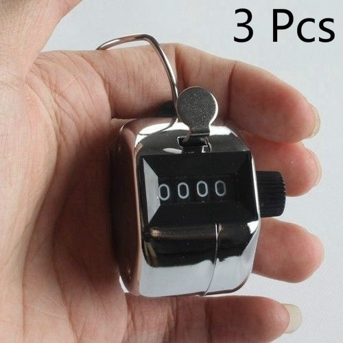 4 Digit Number Clicker Golf Hand Tally Click Counter Silver