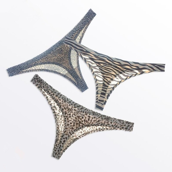 Woman Underwear Panty Sexy Thong Leopard Female T-back Solid Soft G ...