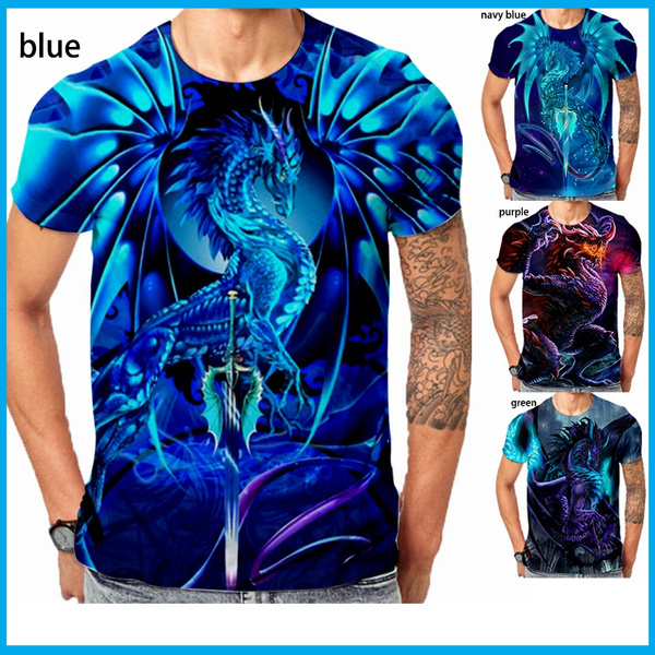 Arkæologi systematisk hoppe Newest Blue Dragon 3D Lovers Printed Personalized Men Momen T-shirt | Wish