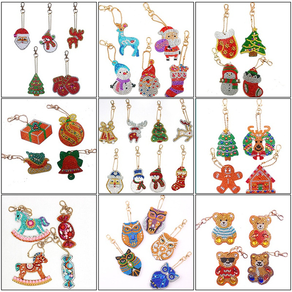 4/5pcs DIY Diamond Painting Key Chains Keyring Handmade Xmas Pendant Keychain 4/5pcs DIY Diamond Painting Key Chains Keyring Handmade Xmas Pendant Keychain