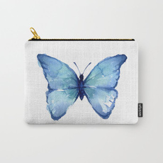 Blues, butterfly, zippers, clutch bag