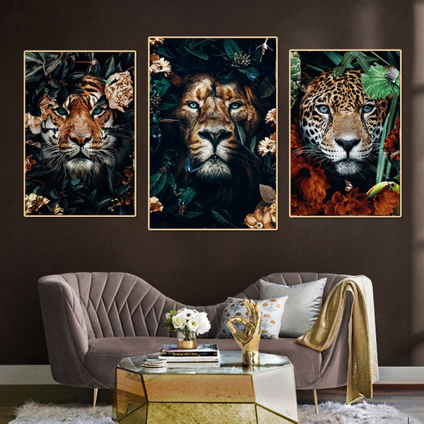Animal Wall Art Canvas Painting Giclee Print Art for Home Decor Leopard tiger 